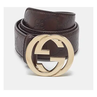 Gucci Brown Guccissima Leather Interlocking G Buckle Belt