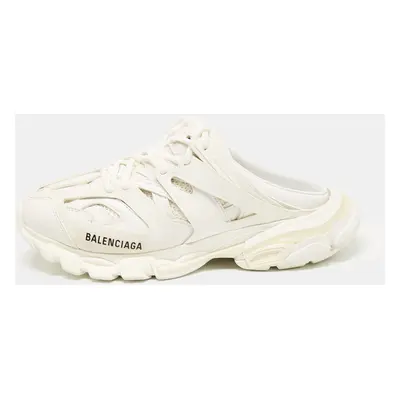 Balenciaga White Mesh and Faux Leather Track Mule Sneakers Size