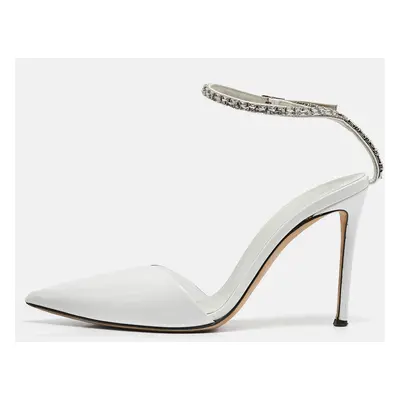 Giuseppe Zanotti White Patent Leather and PVC Crystal Embellished Pumps Size