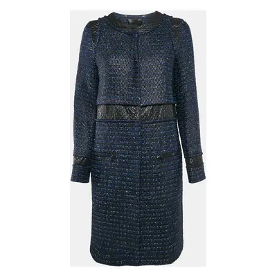 Proenza Schouler Blue/Black Tweed Button Front Long Coat