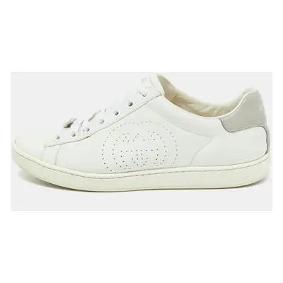 Gucci White Leather Interlocking G Ace Low Top Sneakers Size 35.5