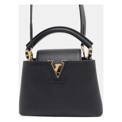 Louis Vuitton Noir Taurillon Leather Mini Capucines Shoulder Bag