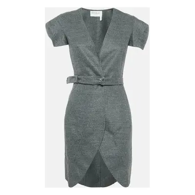 Yves Saint Laurent Vintage Grey Wool Belted Mini Dress