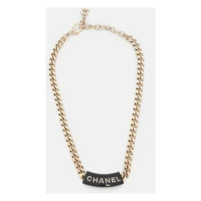 Chanel Resin Crystals Gold Tone Choker Necklace