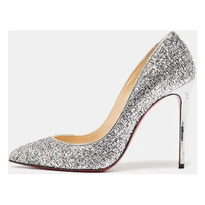 Christian Louboutin Silver Tweed Pigalle Follies Pumps Size 36.5