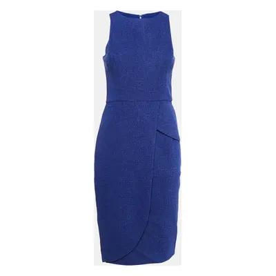 Badgley Mischka Blue Tweed Sleeveless Short Dress