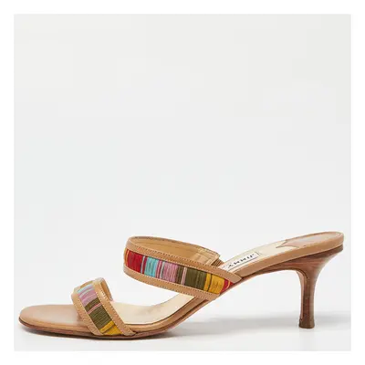 Jimmy Choo Multicolor Suede and Leather Slide Sandals Size