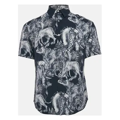 Louis Vuitton Navy Blue Printed Half Sleeve Button Front Shirt