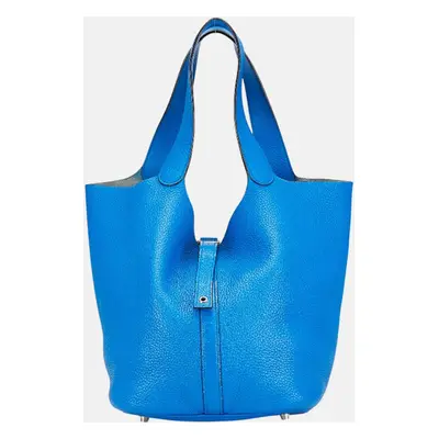 Hermes Blue Leather Picotin Lock GM Handbag