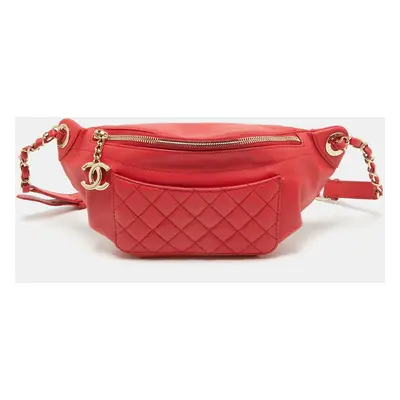 Chanel Red Quilted Leather Waist Bag