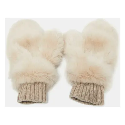 Givenchy Ivory Cashmere & Faux Fur Mittens