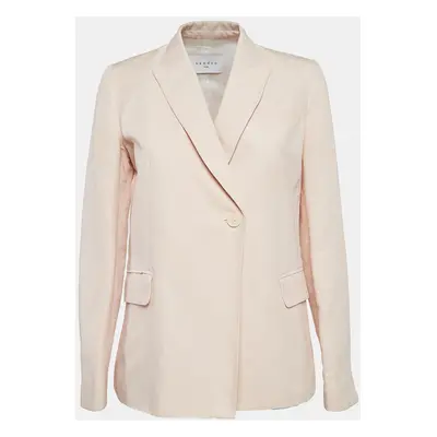 Sandro Pink Ramie Blend Single Breasted Blazer