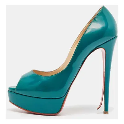 Christian Louboutin Green Patent Leather Lady Peep Pumps Size