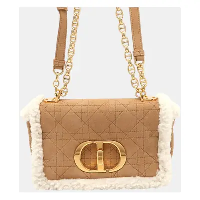 Dior Brown/White Mouton/Suede Caro Chain Shoulder Bag