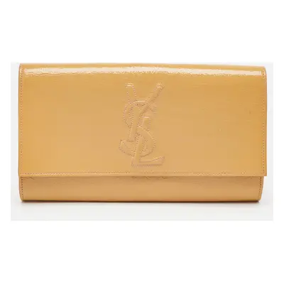 Saint Laurent Beige Patent Leather Belle De Jour Clutch