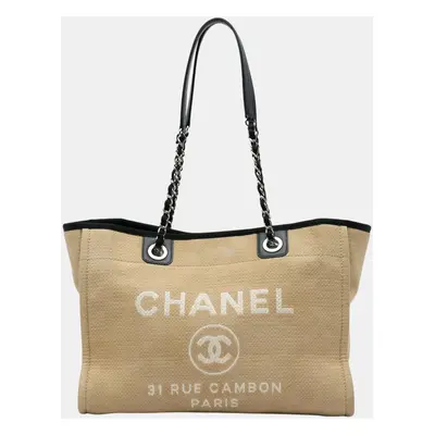 Chanel Beige Small Canvas Deauville Tote