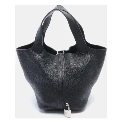 Hermes Black Leather Picotin Lock PM Handbag