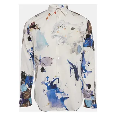 Louis Vuitton White Paint Splatter Print Cotton Regular Fit Shirt