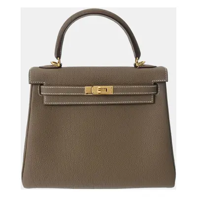 Hermes Etoupe Togo Leather Kelly Bag