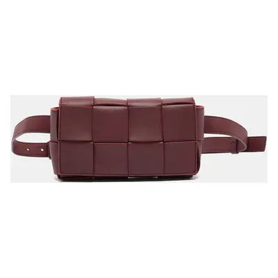 Bottega Veneta Maroon Intrecciato Leather Mini Cassette Belt Bag