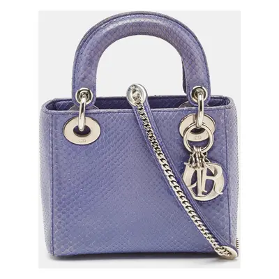 Dior Blue Python Mini Lady Dior Tote