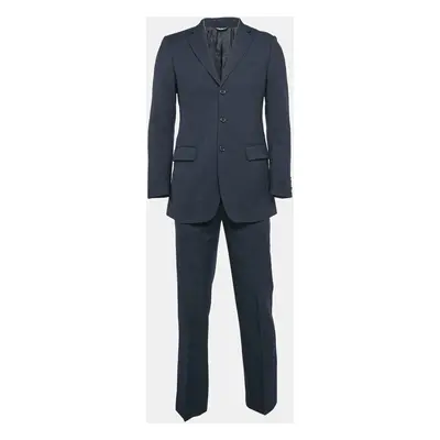 Dolce & Gabbana Navy Blue Pinstripe Wool Single Breasted Pants Suit