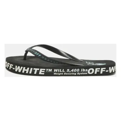 Off-White Black Rubber Logo Thong Slides Size