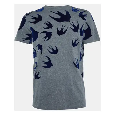 McQ by Alexander McQueen Grey Swallow Print Cotton T-Shirt