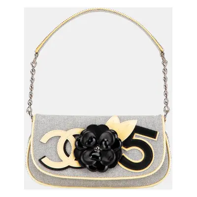 Chanel Grey Canvas Camellia CC No. Shoulder Bag