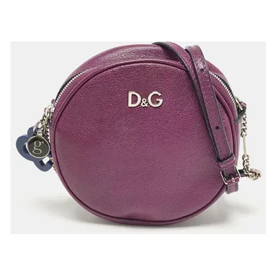 Dolce & Gabbana Purple Leather Ariette Round Crossbody Bag