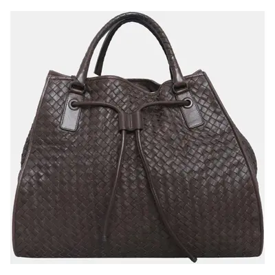 Bottega Veneta Dark Brown Intrecciato Drawstring Tote Bag