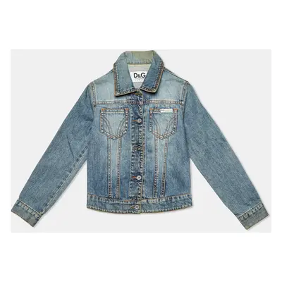 D&G Junior Blue Denim Studded Button Front Jacket Yrs