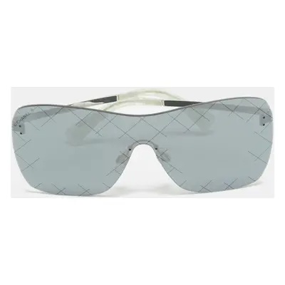 Chanel Black/Silver Runway Shield Sunglasses