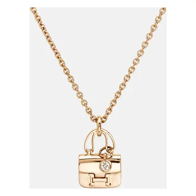 Hermes Amulettes Constance Diamond 18k Rose Gold Necklace