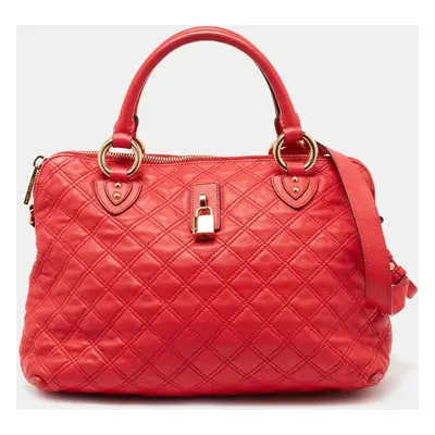 Marc Jacobs Coral Red Quilted Leather Rio Satchel