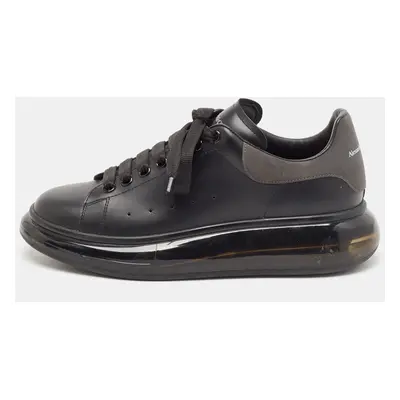 Alexander McQueen Black Leather Oversized Transparent Sole Sneakers Size