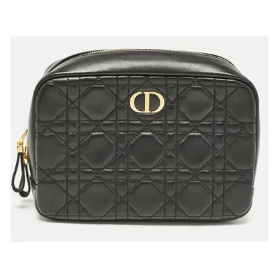 Dior Black Cannage Leather Caro Zip Pouch