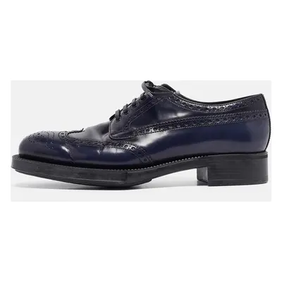 Prada Navy Blue Patent Leather Lace Up Derby Size