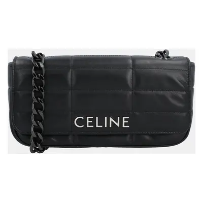 Celine Black Calfskin Matelassé Monochrome Chain Shoulder Bag