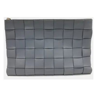 Bottega Veneta Grey Leather Clutch Bag