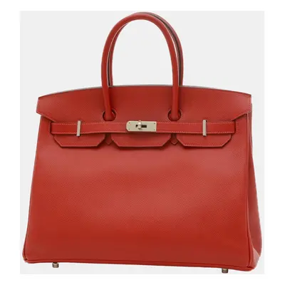 Hermes Rouge Kazak Epson Birkin R engraved handbag