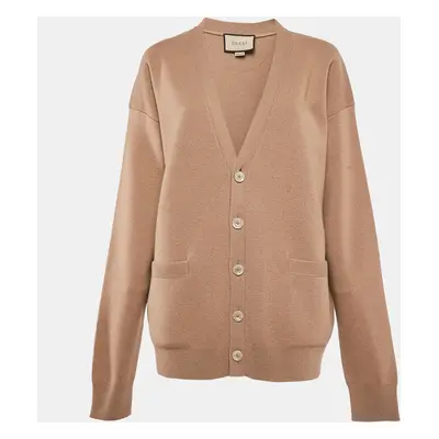 Gucci Camel Brown Cashmere Button Front Cardigan