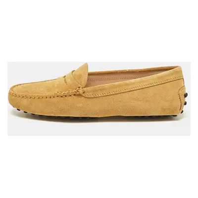 Tod's Yellow Suede Gommino Slip On Loafers Size 35.5