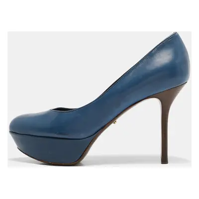 Sergio Rossi Blue Leather Platform Pumps Size 36.5