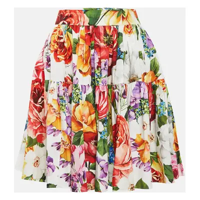 Dolce & Gabbana Multicolor Floral Print Tiered Knee Length Skirt