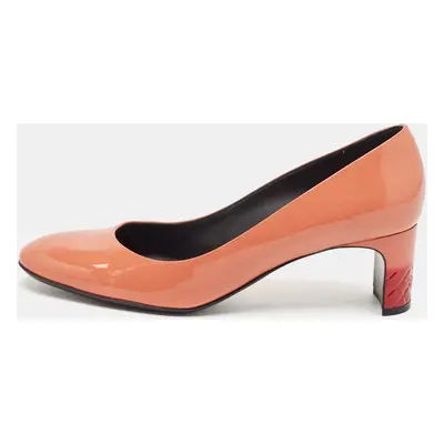 Bottega Veneta Coral Orange Patent Leather Round Toe Pumps Size 38.5