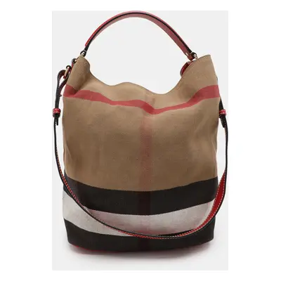 Burberry Brown/Multicolor Mega Check Canvas and Leather Medium Ashby Hobo