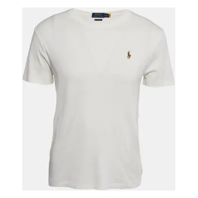 Polo Ralph Lauren White Cotton Crew Neck Custom Slim Fit T-Shirt