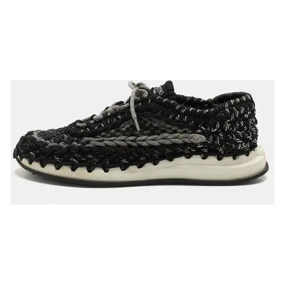 Valentino Black/Grey Crochet Low Top Sneakers Size