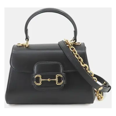 Gucci Black Leather Horsebit Shoulder Bag